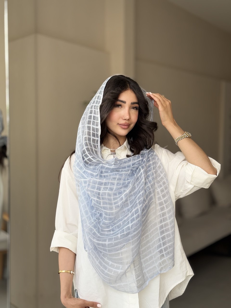 شال توری چهارخونه